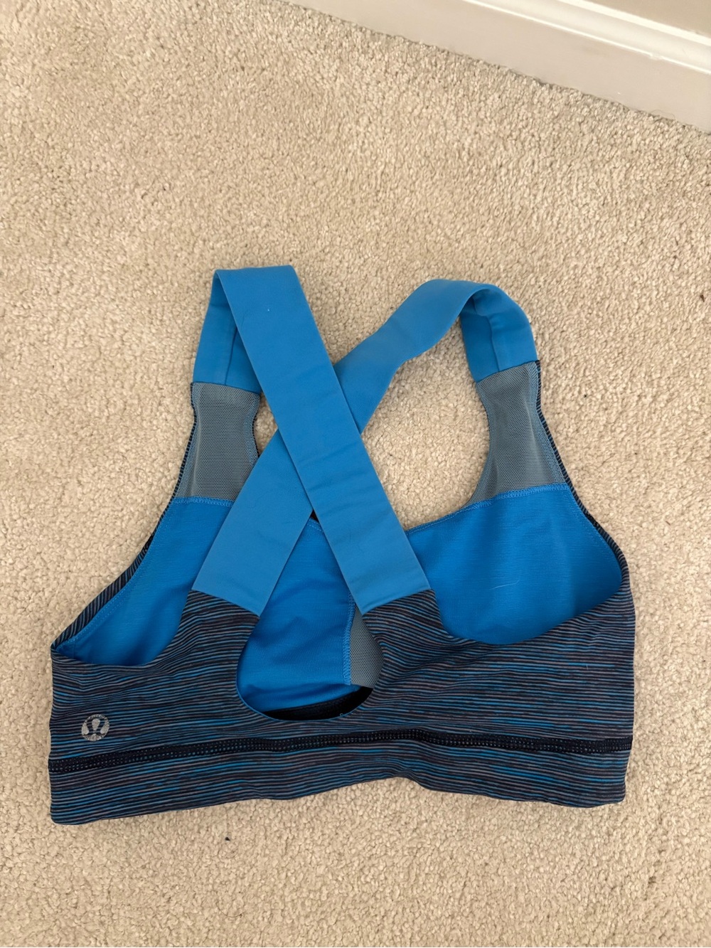 Lululemon Blue Striped Cross-Back Sports Bra - Picture 2 of 2